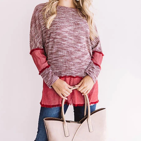 ShopEvelynne Tops - 11 Chic Oversized Boho Color block Knit Tunic Top